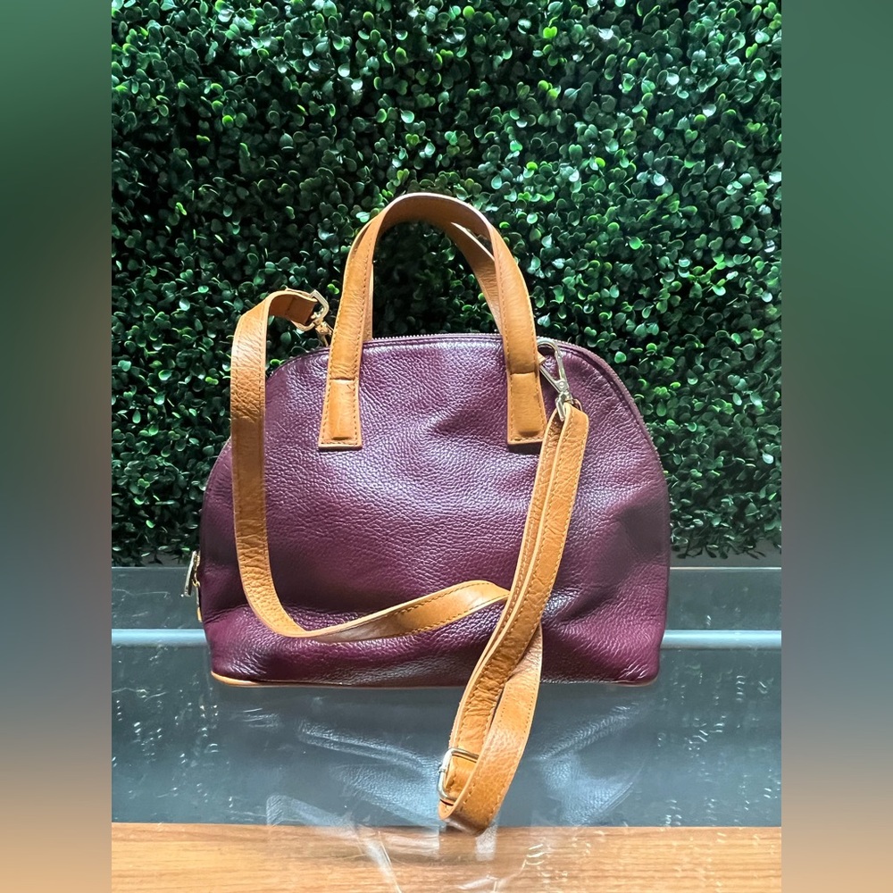Valentina Burgundy and Tan Shoulder Bag